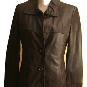 Women's Brown Pelle Studio Leather Coat, Size Med